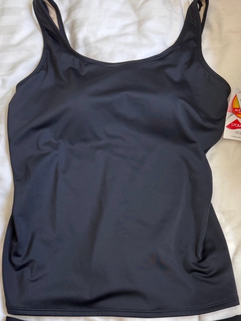 L.L.Bean NWT Tankini Swim Top, SZ 12 Long, Black